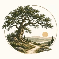 Akademi Stigens emblem: en ek vid en stig